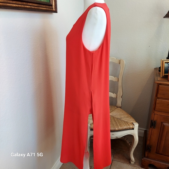 Bobeau Orange Crepe Tank  Shift Dress High Side Slits Sz M - Picture 3 of 15